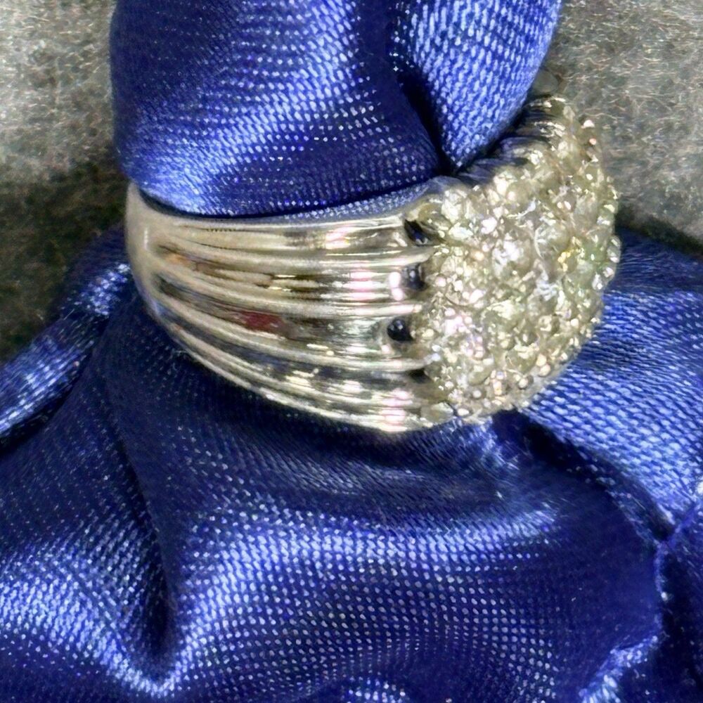 Vintage Diamonique Sterling Silver Chunky Ring Size 7